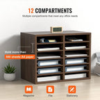 Organiseur de fichiers de bureau à 12 compartiments Gris/Blanc/Marron vintage/Noir