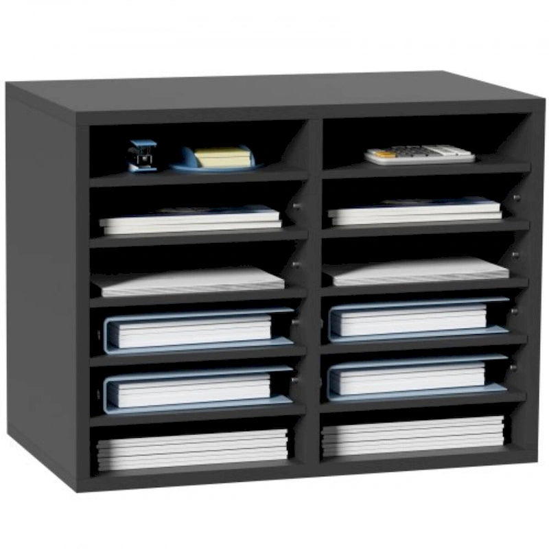 Organiseur de fichiers de bureau à 12 compartiments Gris/Blanc/Marron vintage/Noir