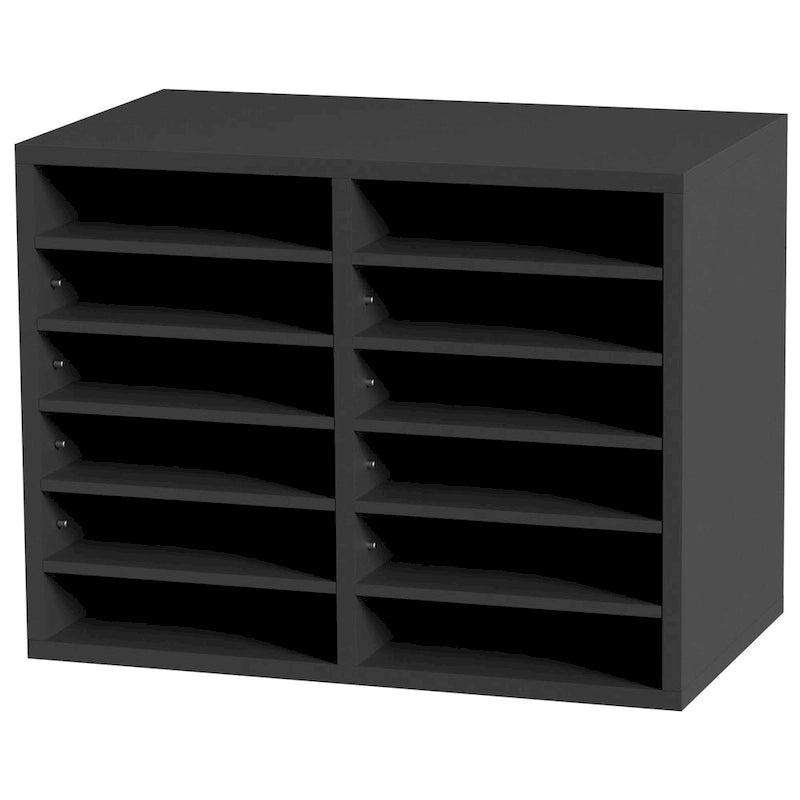 Organiseur de fichiers de bureau à 12 compartiments Gris/Blanc/Marron vintage/Noir