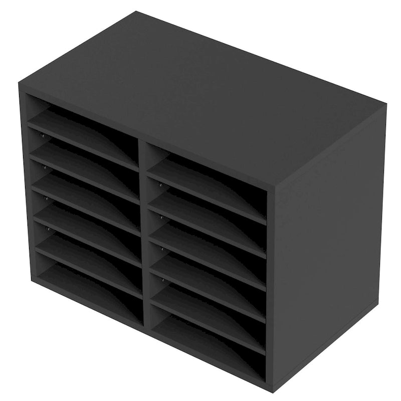 Organiseur de fichiers de bureau à 12 compartiments Gris/Blanc/Marron vintage/Noir