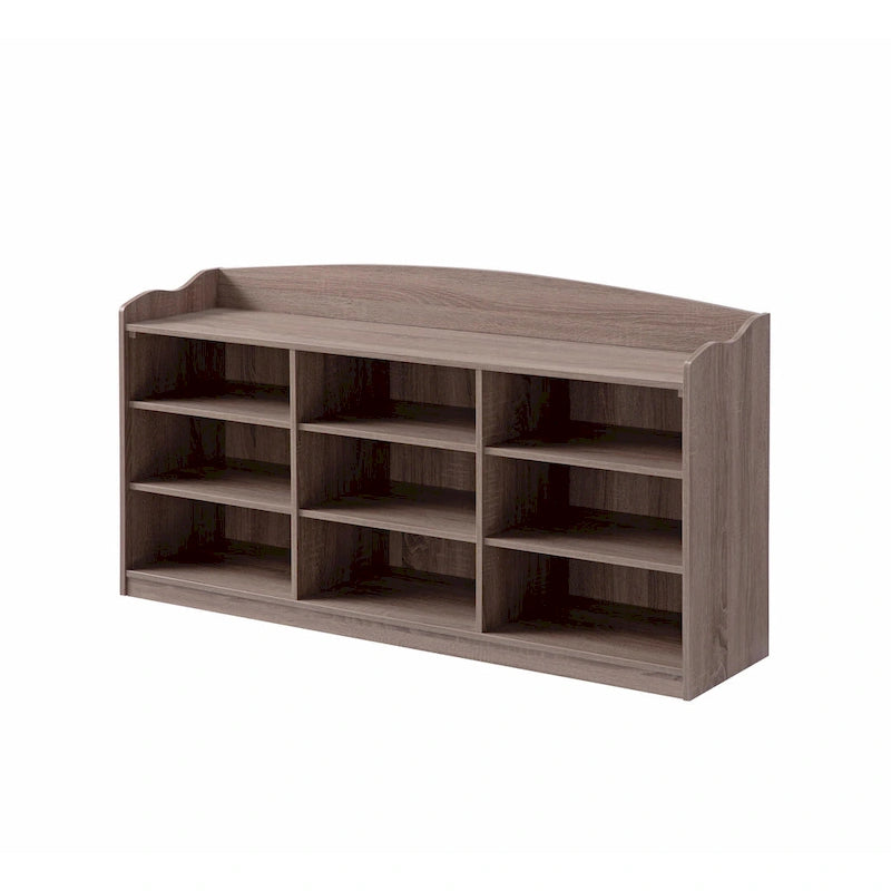 Banc à chaussures 9 compartiments marron taupe, 1 place