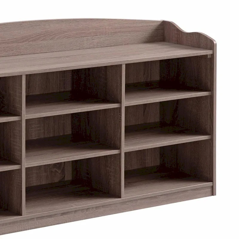 Banc à chaussures 9 compartiments marron taupe, 1 place