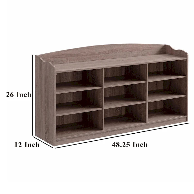 Banc à chaussures 9 compartiments marron taupe, 1 place