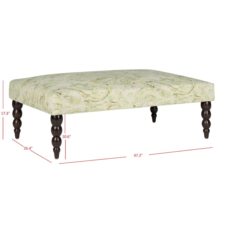 Banc tapissé motif cachemire vert – Siège individuel