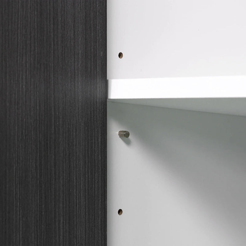 Bahut de rangement gris à 2 portes avec étagère réglable, montage par 1 personne