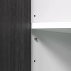 Bahut de rangement gris à 2 portes avec étagère réglable, montage par 1 personne