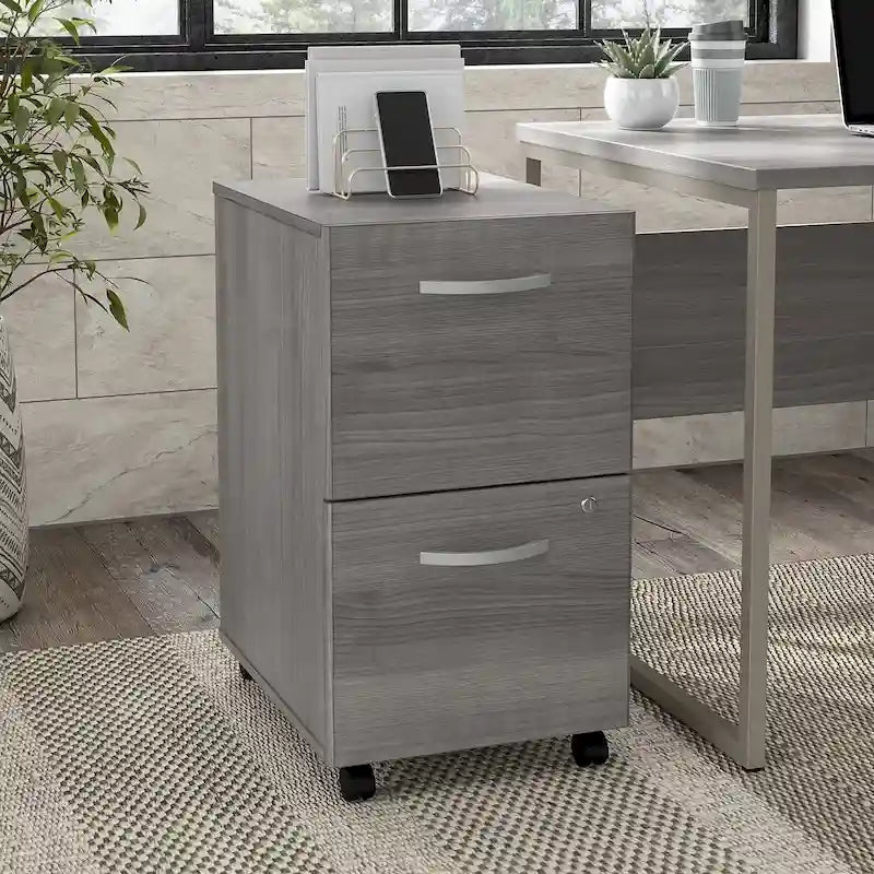 Classeur mobile à 2 tiroirs avec roulettes – Noyer Hickory / Noyer noir / Gris platine / Gris tempête / Blanc