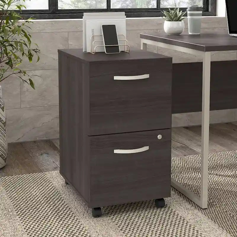 Classeur mobile à 2 tiroirs avec roulettes – Noyer Hickory / Noyer noir / Gris platine / Gris tempête / Blanc