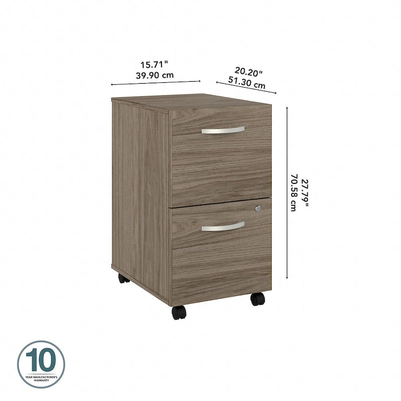 Classeur mobile à 2 tiroirs avec roulettes – Noyer Hickory / Noyer noir / Gris platine / Gris tempête / Blanc
