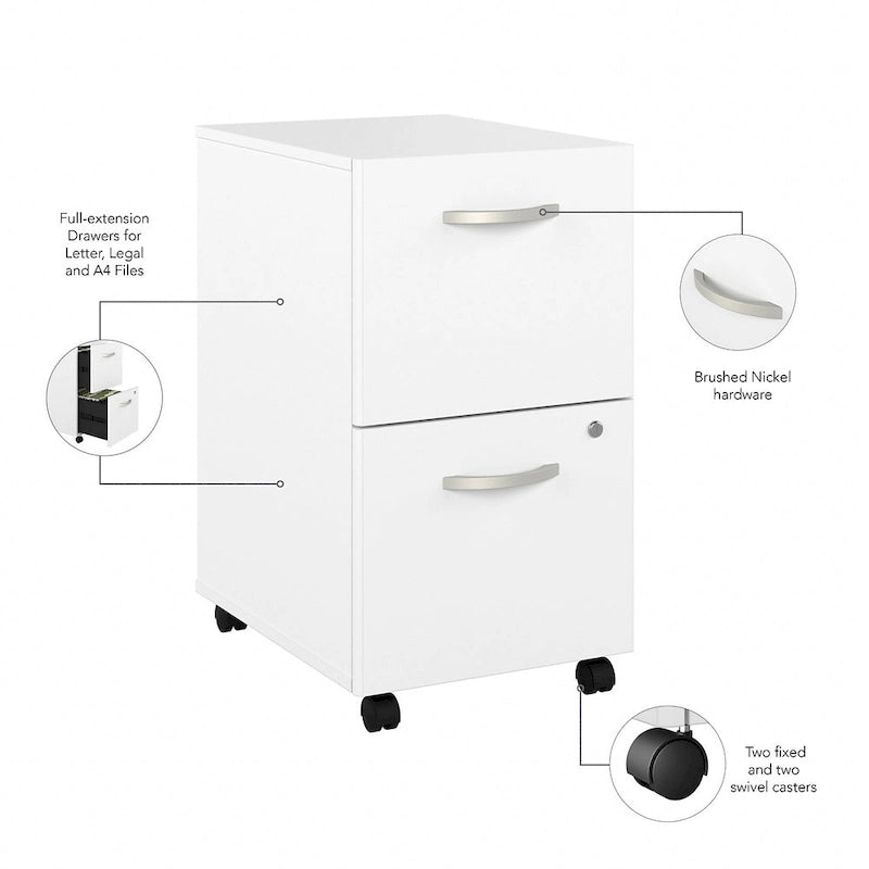 Classeur mobile à 2 tiroirs avec roulettes – Noyer Hickory / Noyer noir / Gris platine / Gris tempête / Blanc