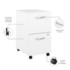 Classeur mobile à 2 tiroirs avec roulettes – Noyer Hickory / Noyer noir / Gris platine / Gris tempête / Blanc