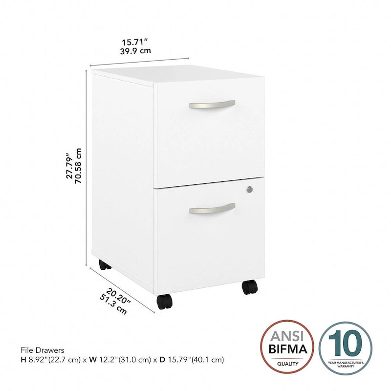 Classeur mobile à 2 tiroirs avec roulettes – Noyer Hickory / Noyer noir / Gris platine / Gris tempête / Blanc