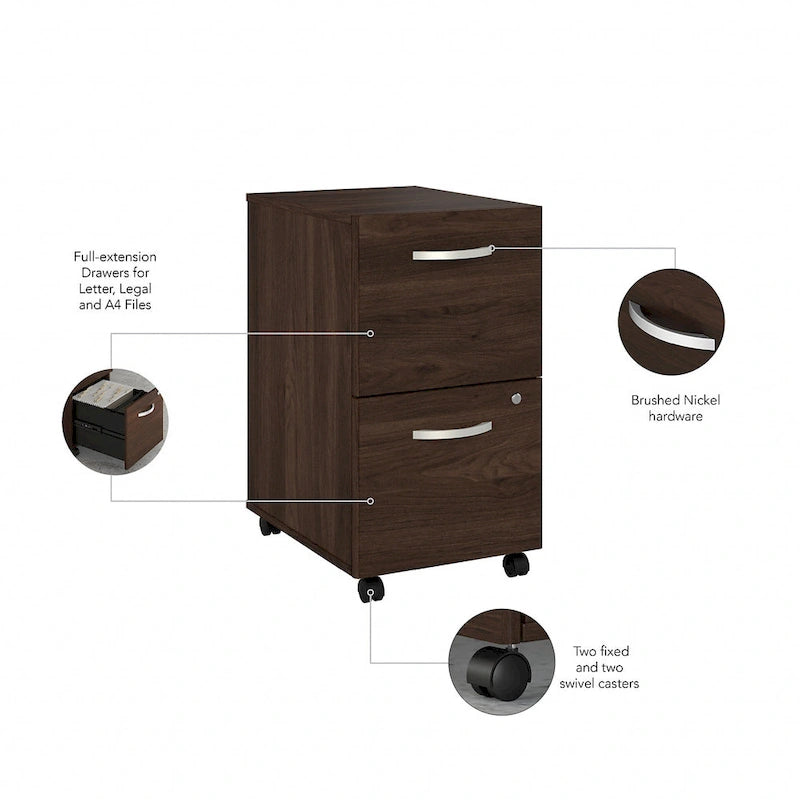 Classeur mobile à 2 tiroirs avec roulettes – Noyer Hickory / Noyer noir / Gris platine / Gris tempête / Blanc