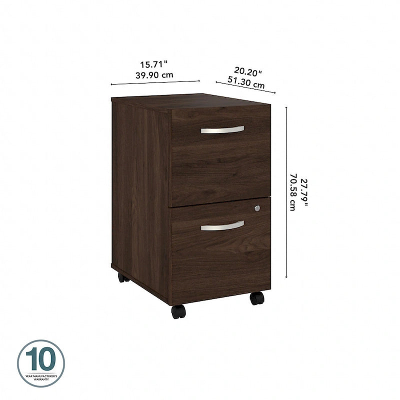 Classeur mobile à 2 tiroirs avec roulettes – Noyer Hickory / Noyer noir / Gris platine / Gris tempête / Blanc
