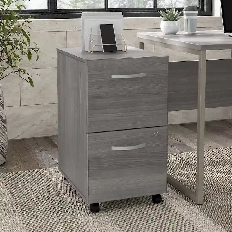 Classeur mobile à 2 tiroirs avec roulettes – Noyer Hickory / Noyer noir / Gris platine / Gris tempête / Blanc