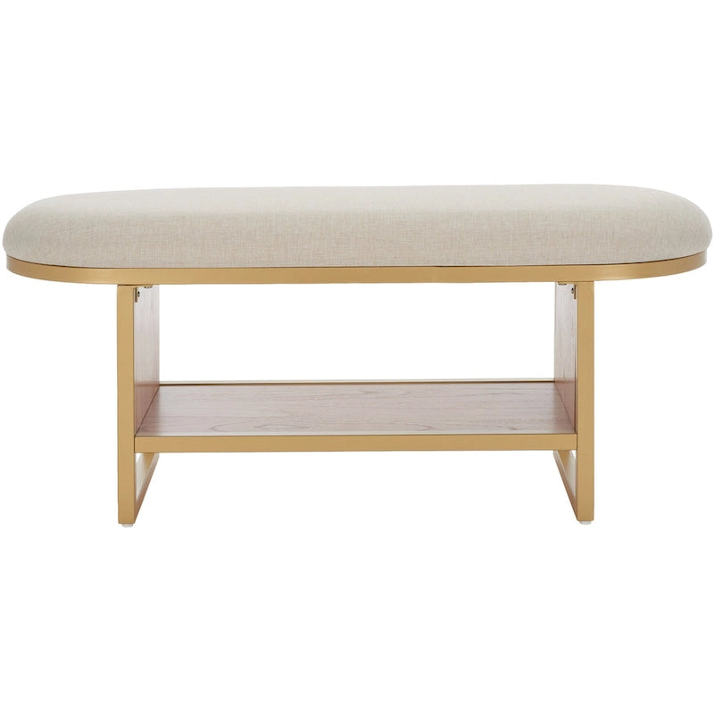 Banc 1 place à étagère ouverte noir/naturel avec coussin