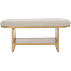 Banc 1 place à étagère ouverte noir/naturel avec coussin