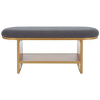 Banc 1 place à étagère ouverte noir/naturel avec coussin