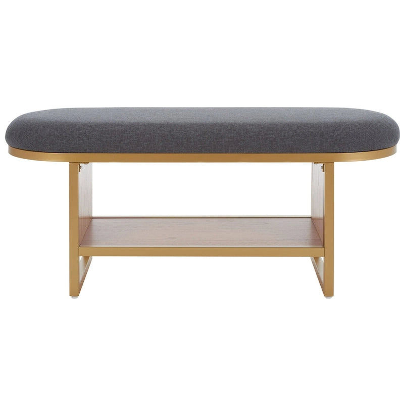 Banc 1 place à étagère ouverte noir/naturel avec coussin