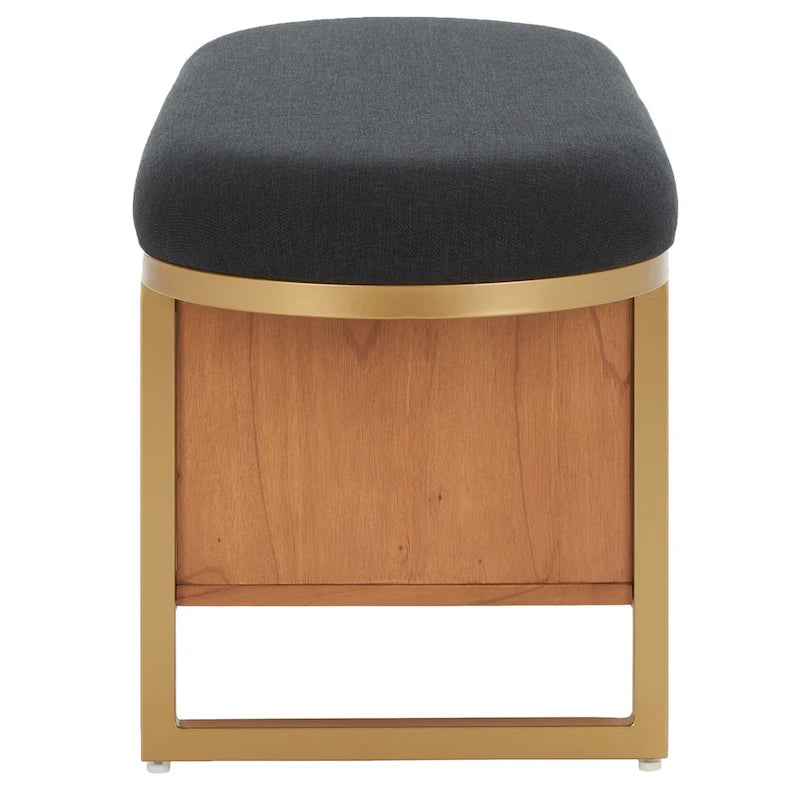 Banc 1 place à étagère ouverte noir/naturel avec coussin