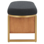 Banc 1 place à étagère ouverte noir/naturel avec coussin