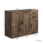 Buffet vaisselier en bois de chêne/expresso/noyer avec 3 portes et 2 tiroirs