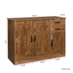 Buffet vaisselier en bois de chêne/expresso/noyer avec 3 portes et 2 tiroirs