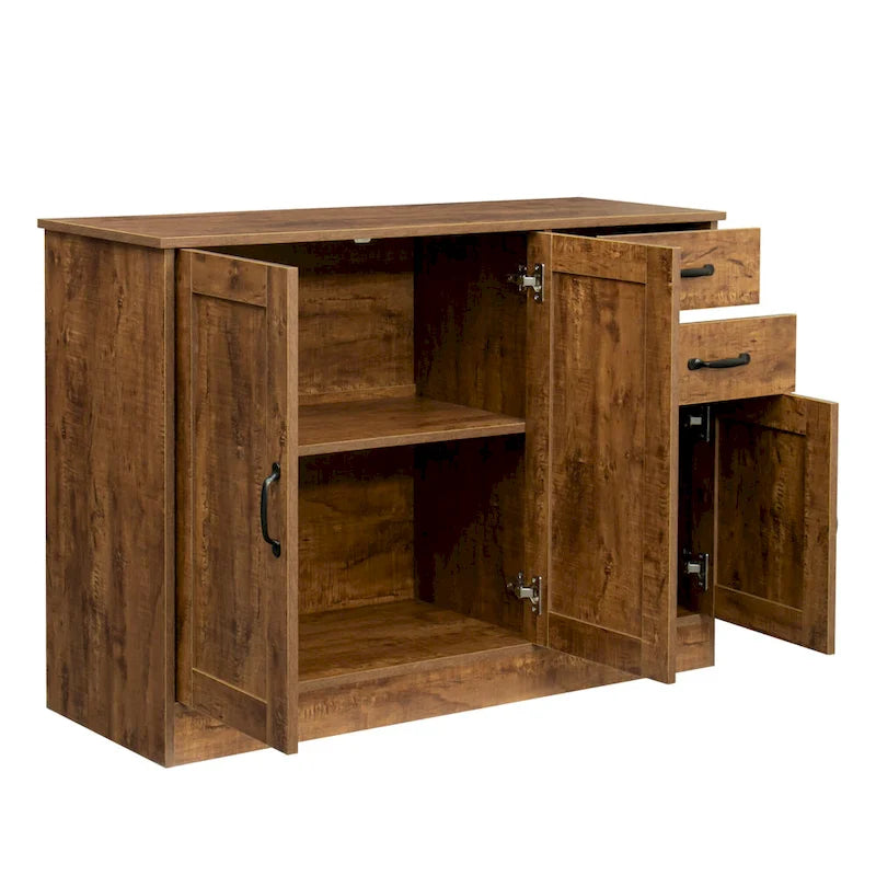 Buffet vaisselier en bois de chêne/expresso/noyer avec 3 portes et 2 tiroirs