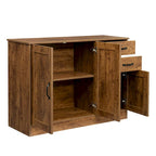 Buffet vaisselier en bois de chêne/expresso/noyer avec 3 portes et 2 tiroirs