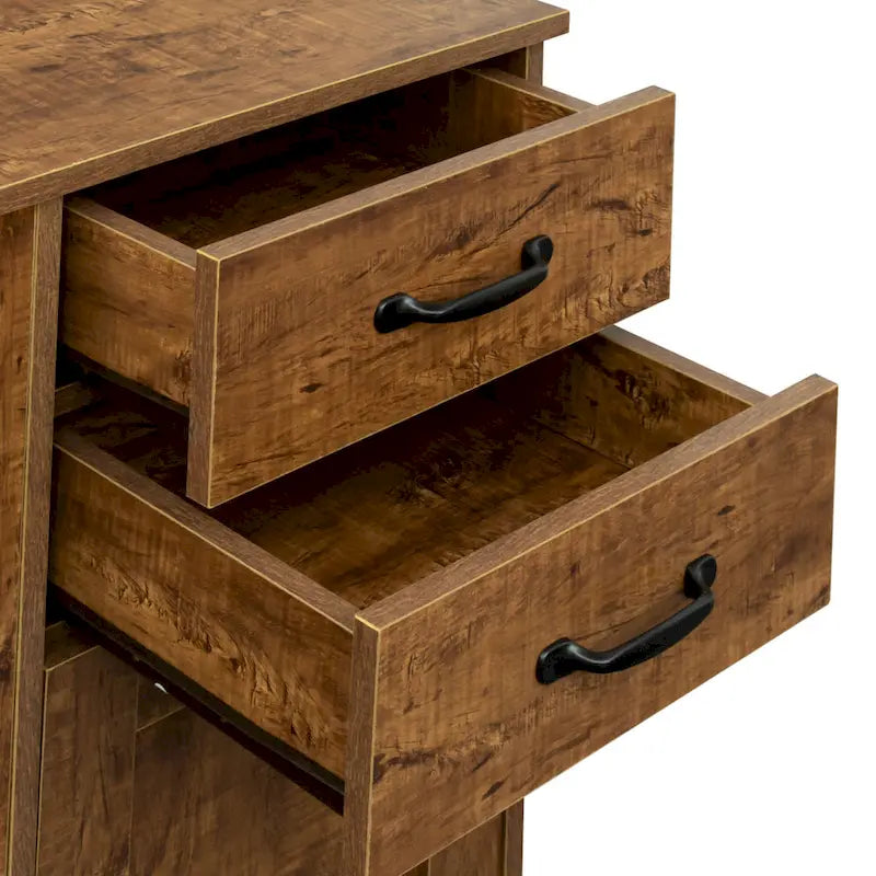 Buffet vaisselier en bois de chêne/expresso/noyer avec 3 portes et 2 tiroirs