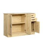 Buffet vaisselier en bois de chêne/expresso/noyer avec 3 portes et 2 tiroirs