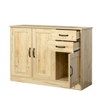 Buffet vaisselier en bois de chêne/expresso/noyer avec 3 portes et 2 tiroirs