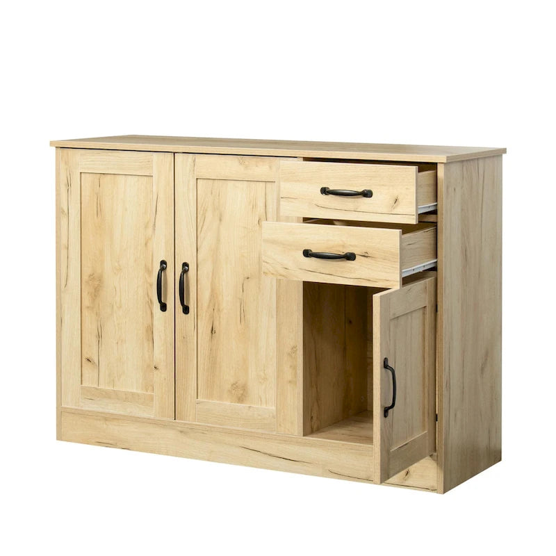 Buffet vaisselier en bois de chêne/expresso/noyer avec 3 portes et 2 tiroirs