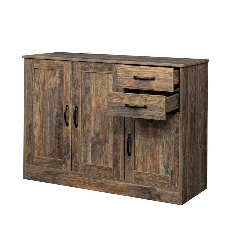 Buffet vaisselier en bois de chêne/expresso/noyer avec 3 portes et 2 tiroirs