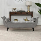 Banc capitonné en velours gris opale, 2 places