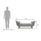 Banc capitonné en velours gris opale, 2 places