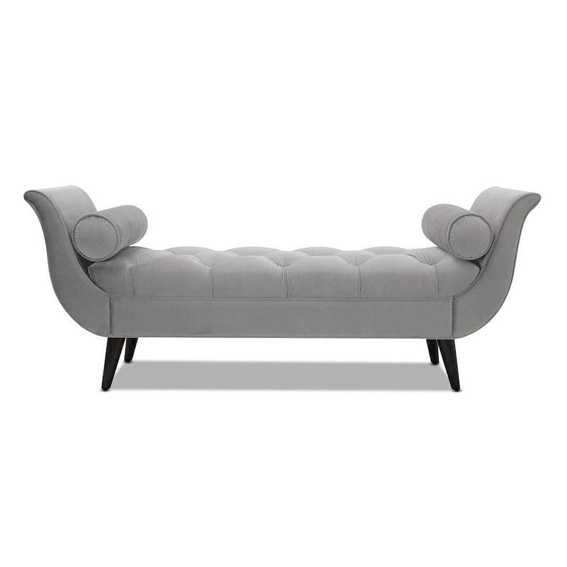 Banc capitonné en velours gris opale, 2 places