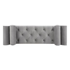 Banc capitonné en velours gris opale, 2 places