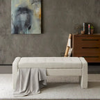 Banc de rangement capitonné crème avec couvercle à fermeture douce, 1 place