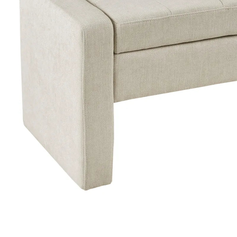 Banc de rangement capitonné crème avec couvercle à fermeture douce, 1 place