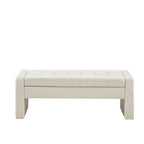 Banc de rangement capitonné crème avec couvercle à fermeture douce, 1 place