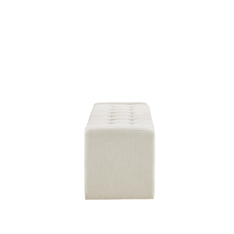 Banc de rangement capitonné crème avec couvercle à fermeture douce, 1 place