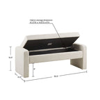 Banc de rangement capitonné crème avec couvercle à fermeture douce, 1 place