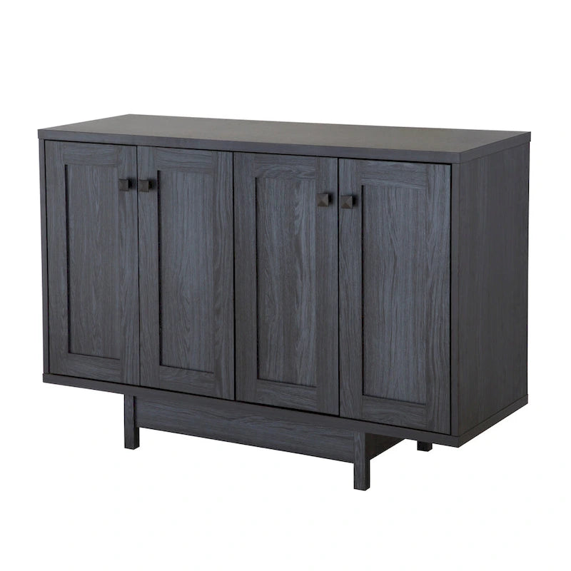 Meuble de rangement 2 portes, 119 cm — Chêne beige / Gris foncé / Gris vieilli, montage à 1 personne