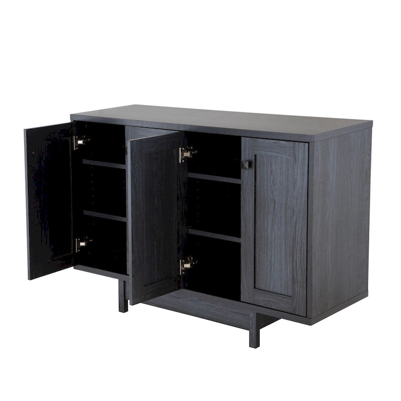 Meuble de rangement 2 portes, 119 cm — Chêne beige / Gris foncé / Gris vieilli, montage à 1 personne