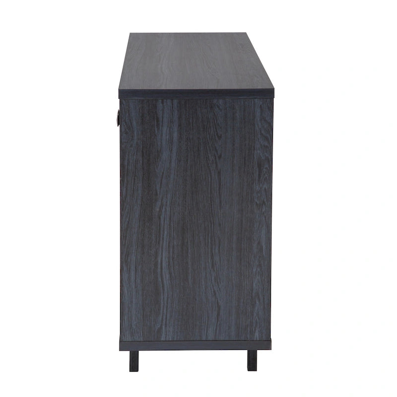 Meuble de rangement 2 portes, 119 cm — Chêne beige / Gris foncé / Gris vieilli, montage à 1 personne