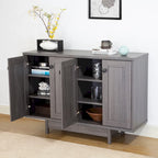 Meuble de rangement 2 portes, 119 cm — Chêne beige / Gris foncé / Gris vieilli, montage à 1 personne