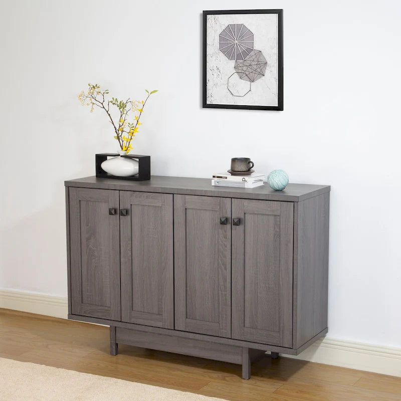 Meuble de rangement 2 portes, 119 cm — Chêne beige / Gris foncé / Gris vieilli, montage à 1 personne