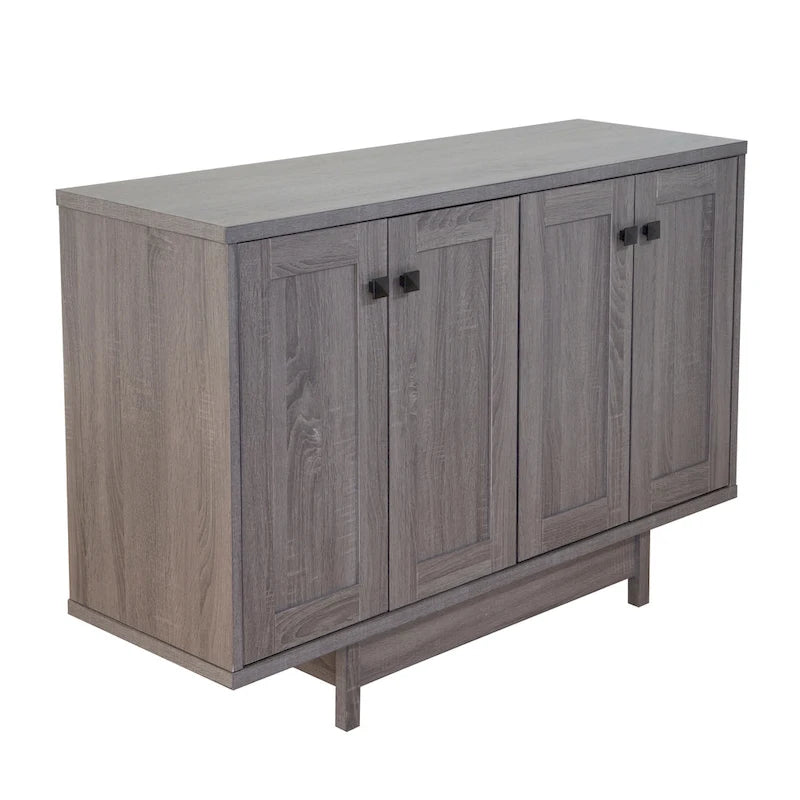 Meuble de rangement 2 portes, 119 cm — Chêne beige / Gris foncé / Gris vieilli, montage à 1 personne