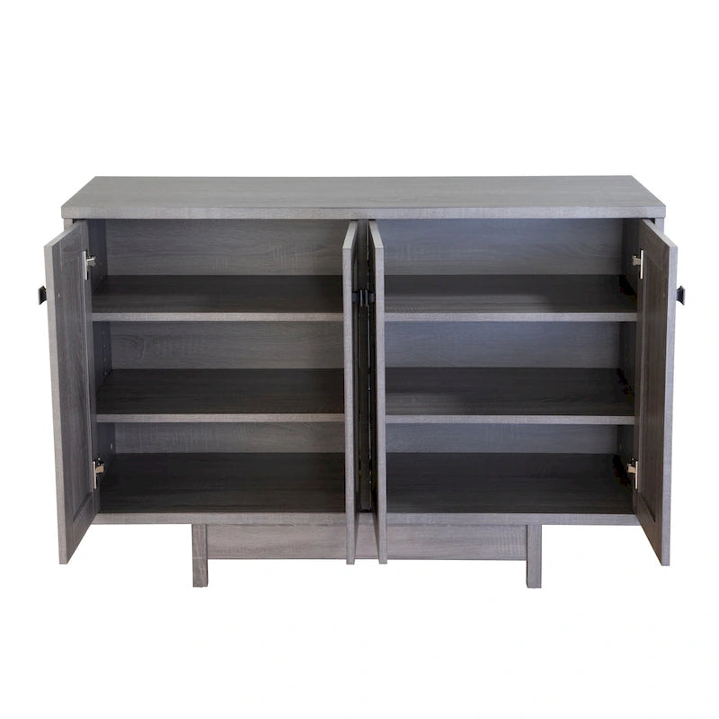 Meuble de rangement 2 portes, 119 cm — Chêne beige / Gris foncé / Gris vieilli, montage à 1 personne